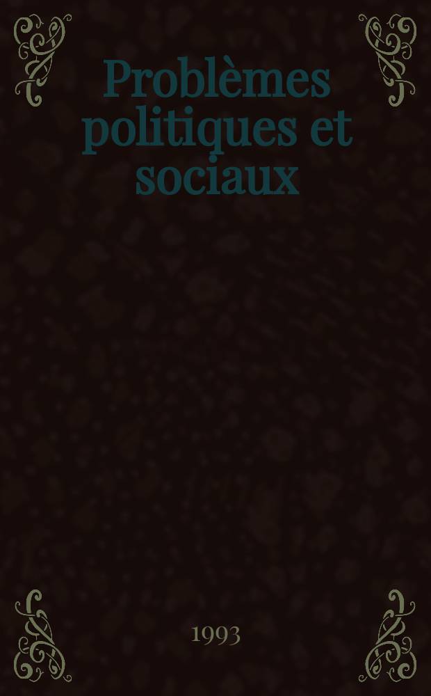 Problèmes politiques et sociaux : Articles et documents d'actualité mondiale. №707 : Le Japon dans le nouvel ordre international