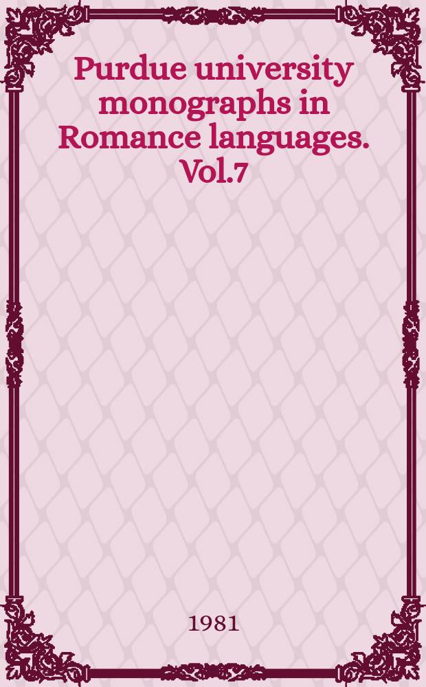 Purdue university monographs in Romance languages. Vol.7 : La Galien de Cheltenham