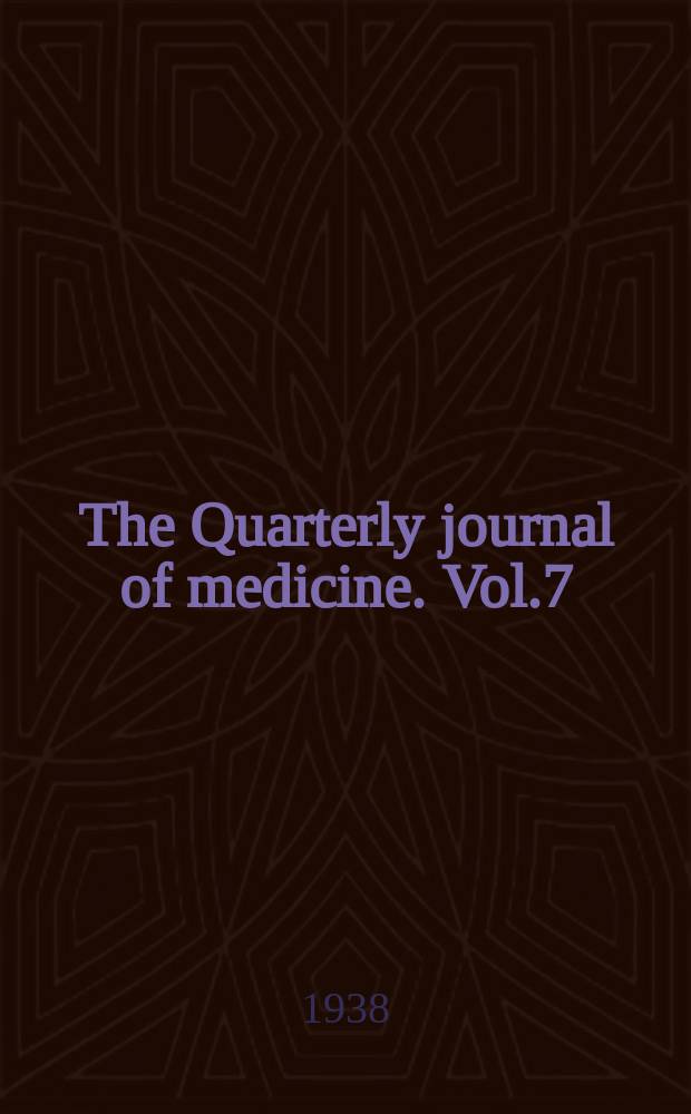 The Quarterly journal of medicine. Vol.7(31), №25