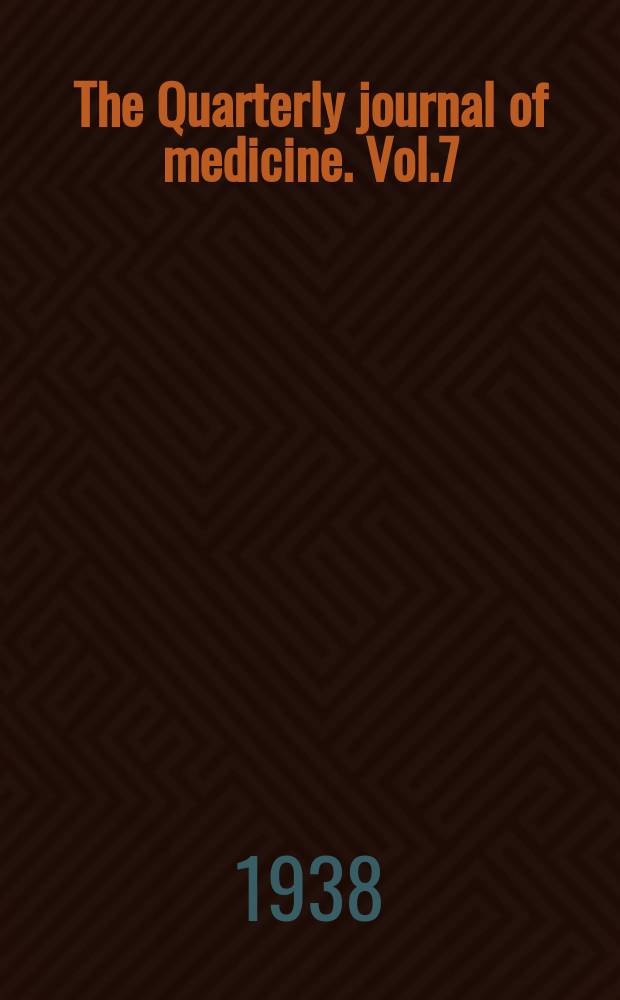 The Quarterly journal of medicine. Vol.7(31), №27
