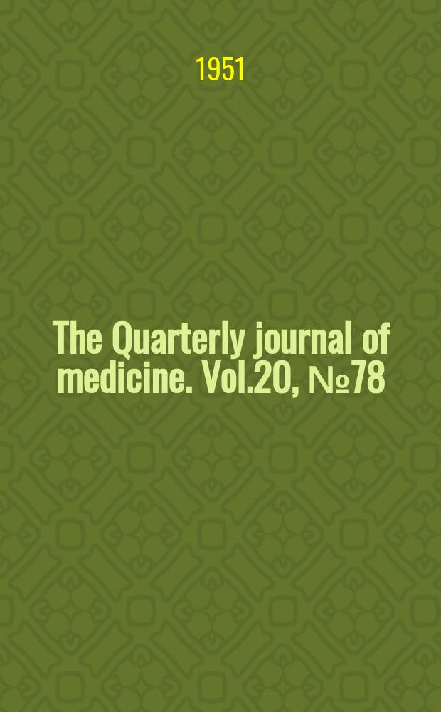 The Quarterly journal of medicine. Vol.20, №78