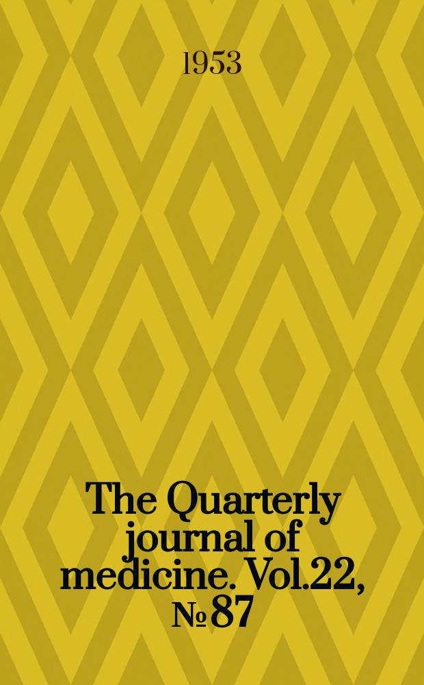 The Quarterly journal of medicine. Vol.22, №87