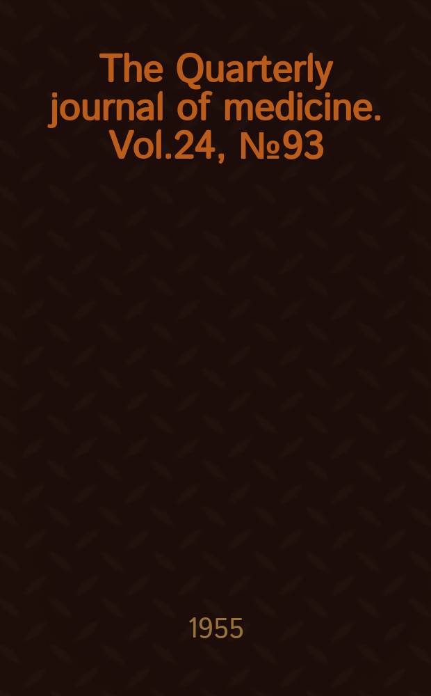 The Quarterly journal of medicine. Vol.24, №93