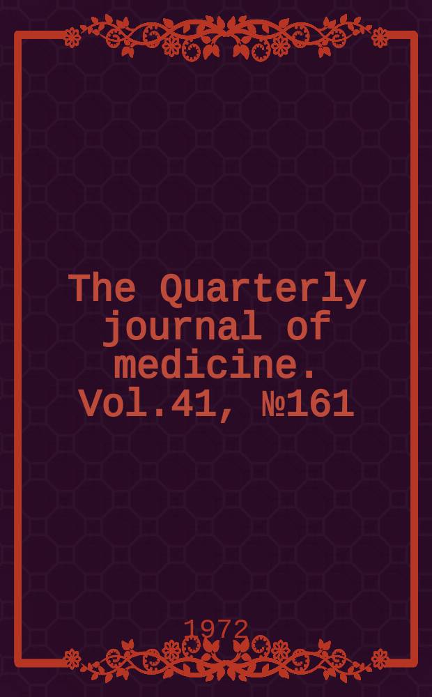 The Quarterly journal of medicine. Vol.41, №161