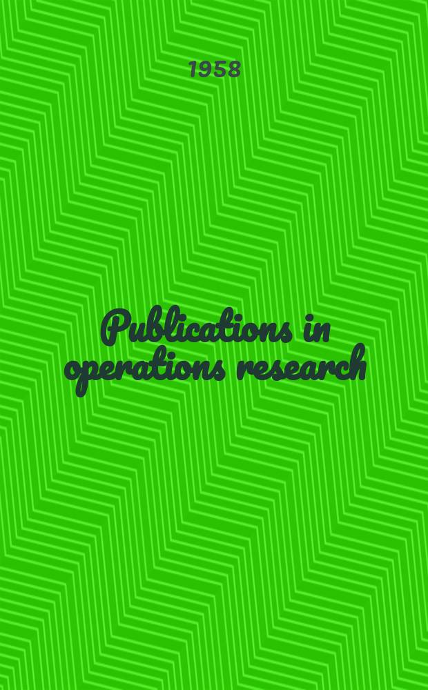 Publications in operations research