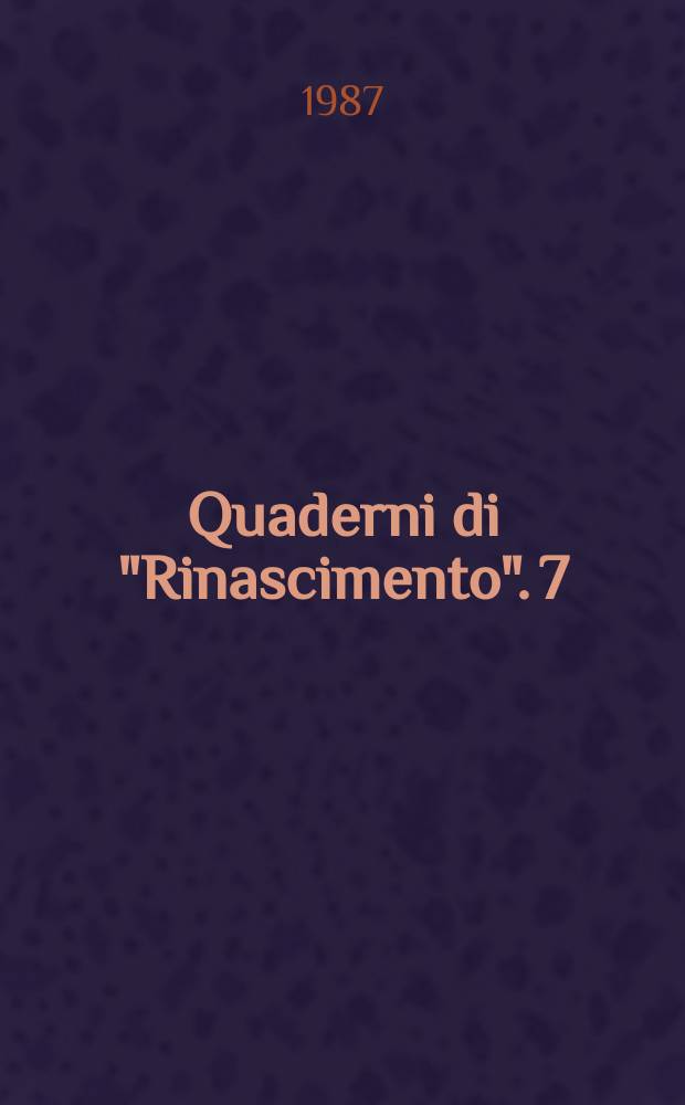 Quaderni di "Rinascimento". 7 : Marsilio Ficino and his work
