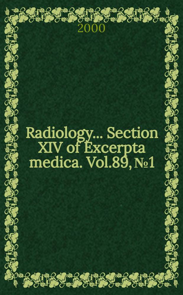 Radiology... Section XIV of Excerpta medica. Vol.89, №1