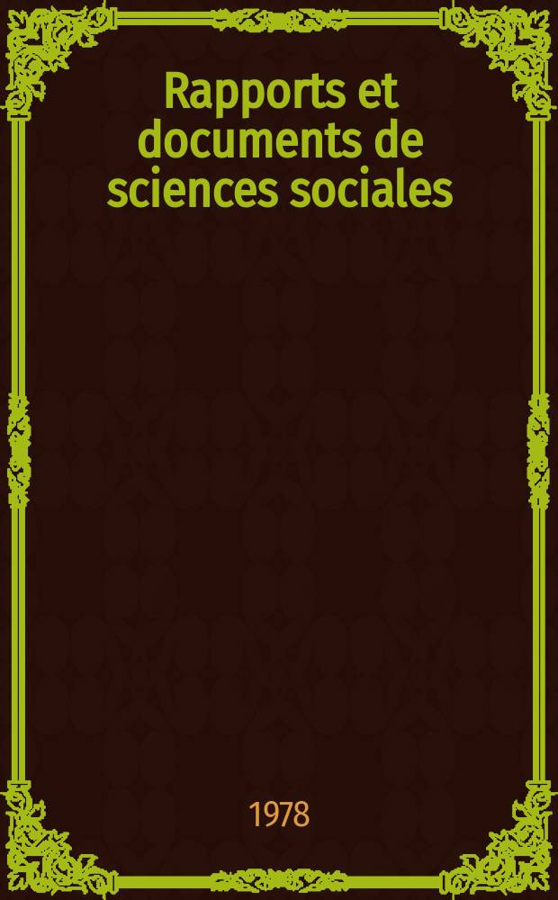 Rapports et documents de sciences sociales : Documents sp&eacute;ciaux du Centre de documentation des sciences sociales. №36 : La Coop&eacute;ration interr&eacute;gionale en sciences sociales