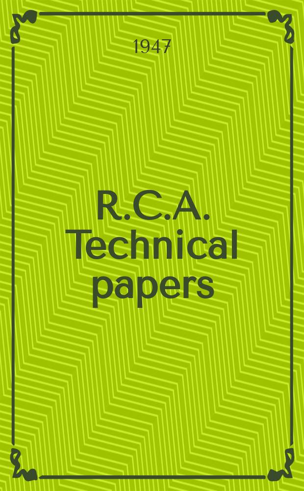 R.C.A. Technical papers : Index