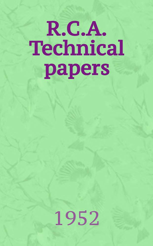 R.C.A. Technical papers : Index. Vol.3(a) : 1951