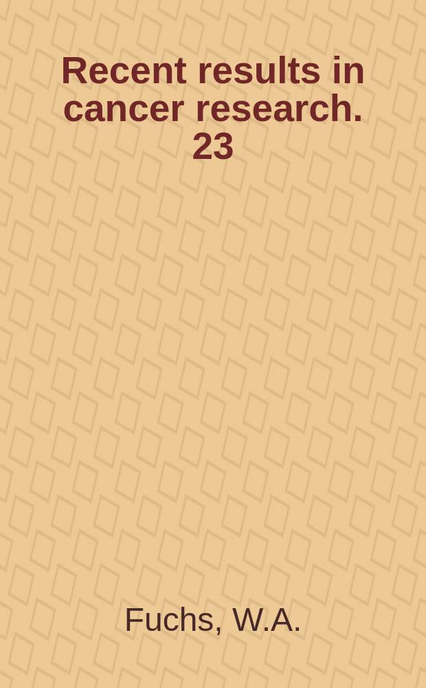 Recent results in cancer research. 23 : Lymphography in cancer