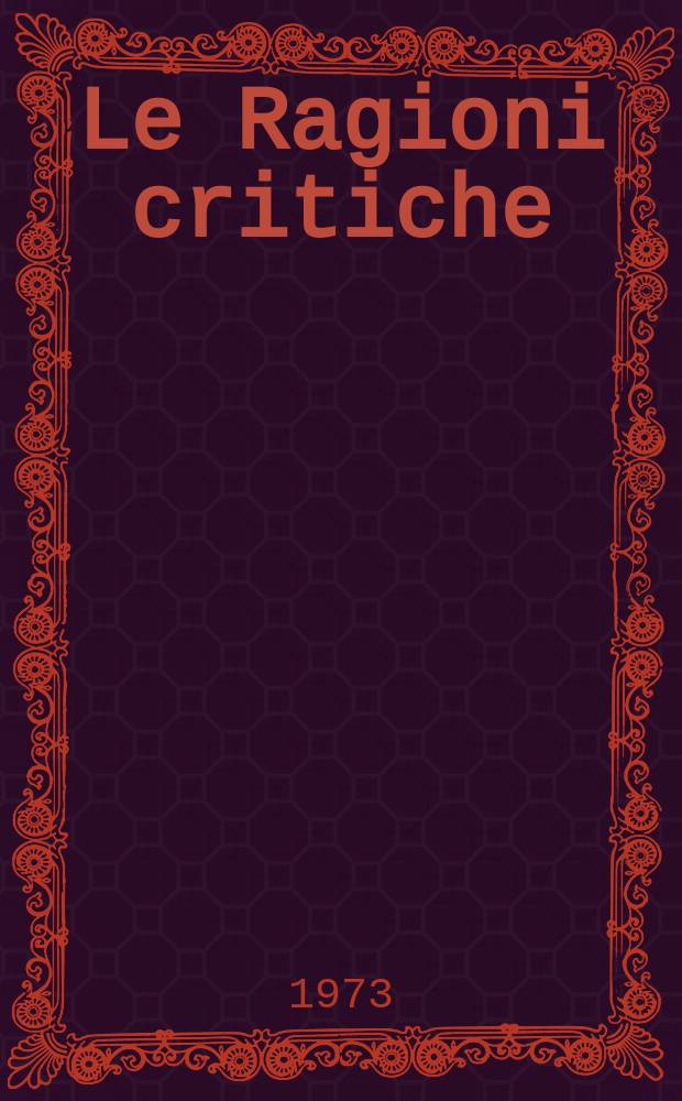 Le Ragioni critiche