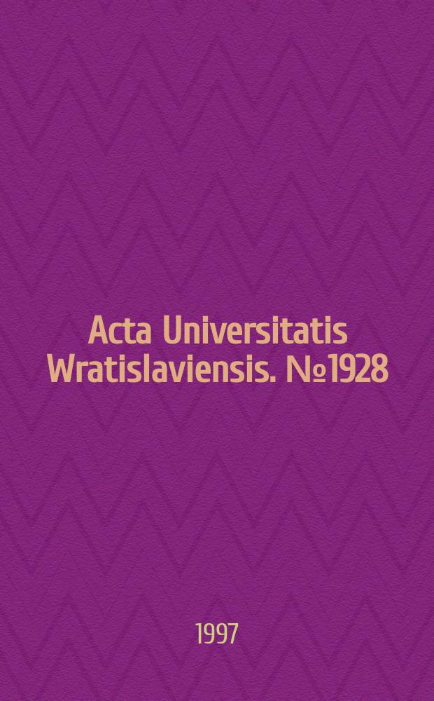 Acta Universitatis Wratislaviensis. №1928