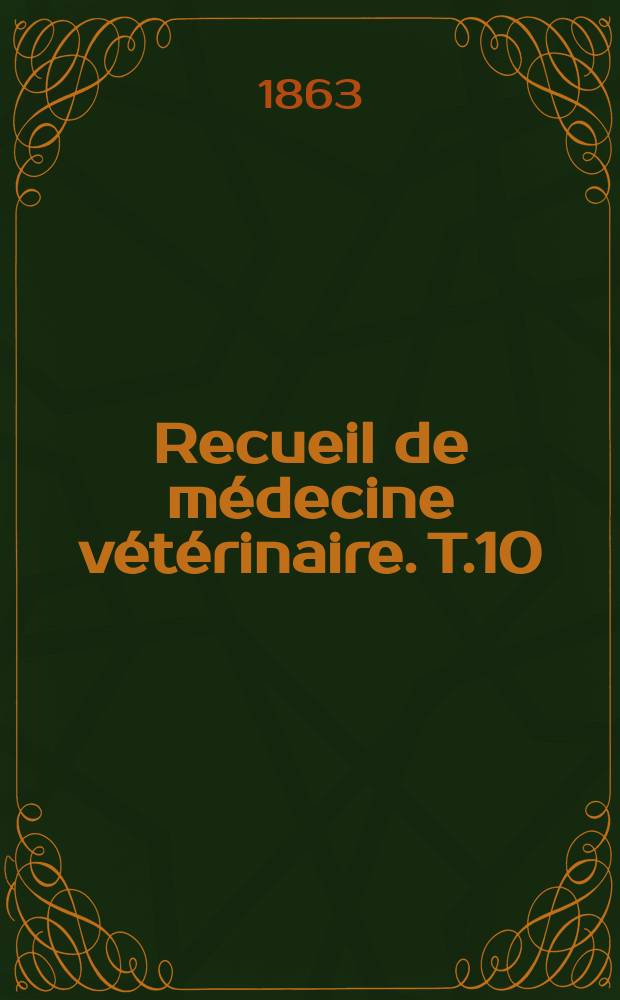 Recueil de médecine vétérinaire. T.10(40), №9