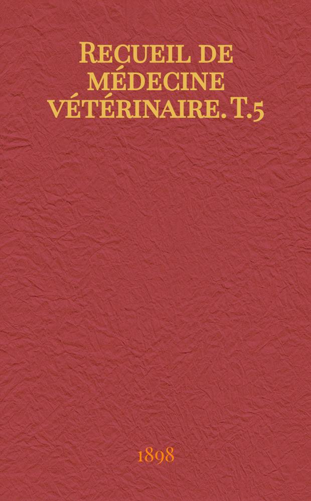 Recueil de médecine vétérinaire. T.5(75), №23