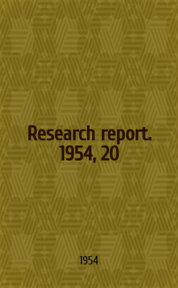 Research report. 1954, 20 : The partition of neuraminic acid among human serum proteins