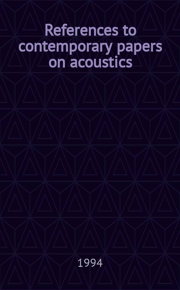 References to contemporary papers on acoustics