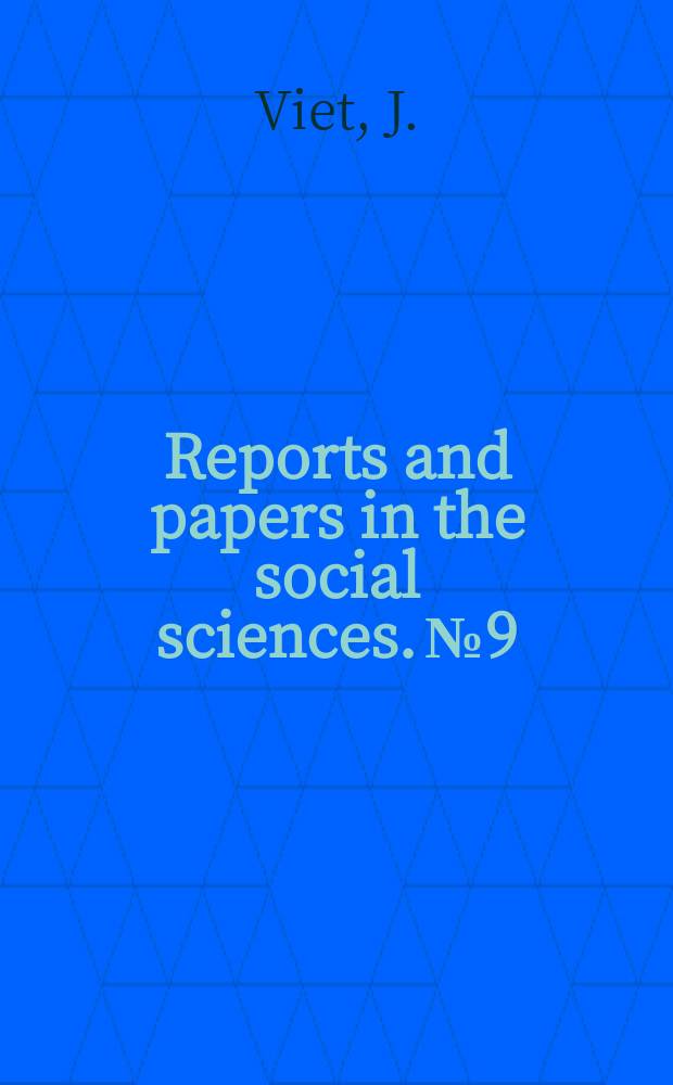 Reports and papers in the social sciences. №9 : Selected documentation for the study of race relations