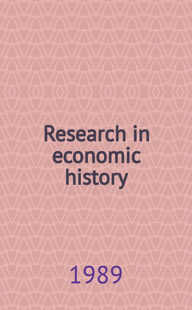 Research in economic history : Supplement : A research annu