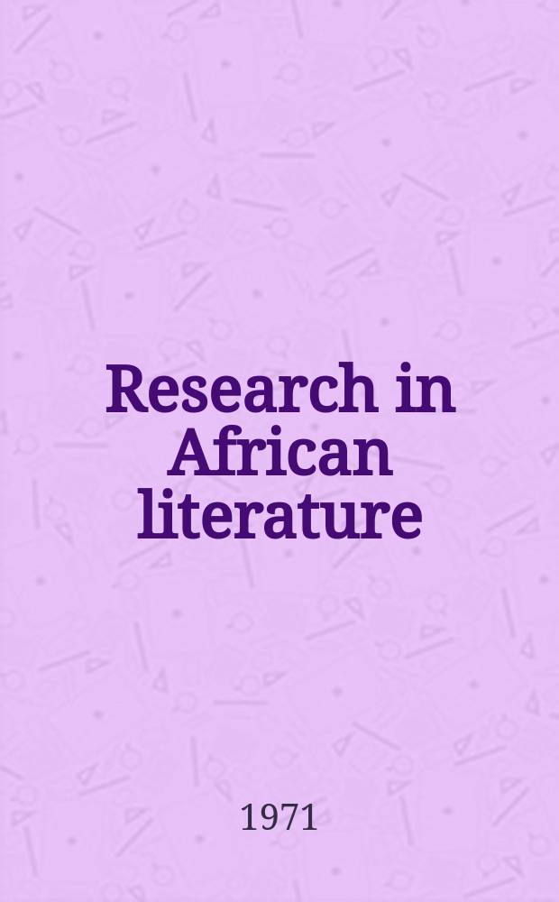 Research in African literature