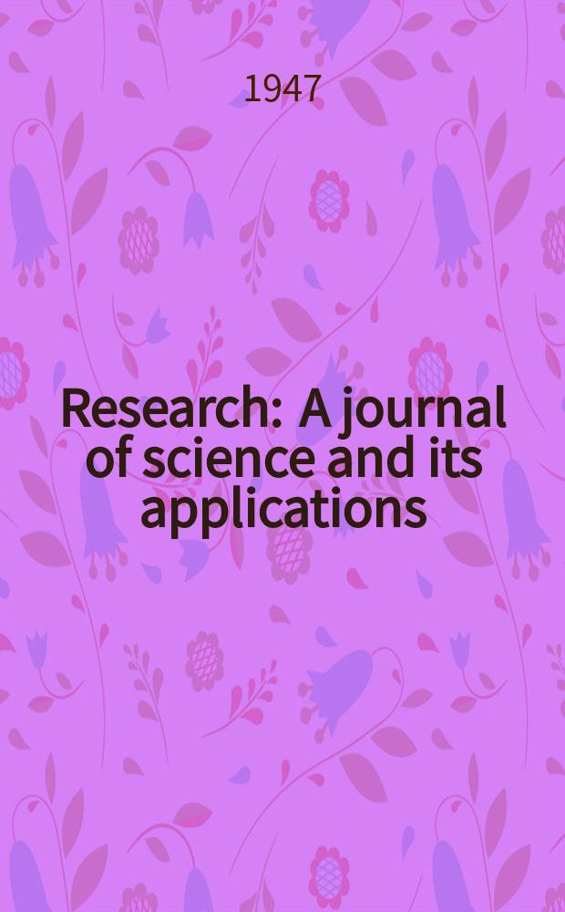 Research : A journal of science and its applications