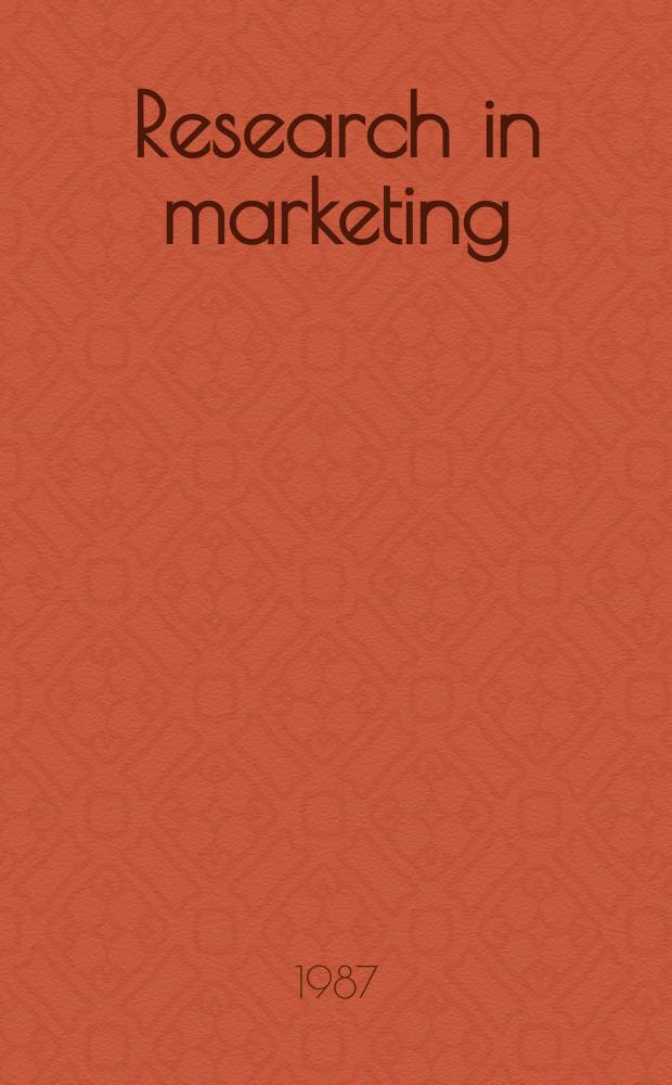 Research in marketing : A research annual