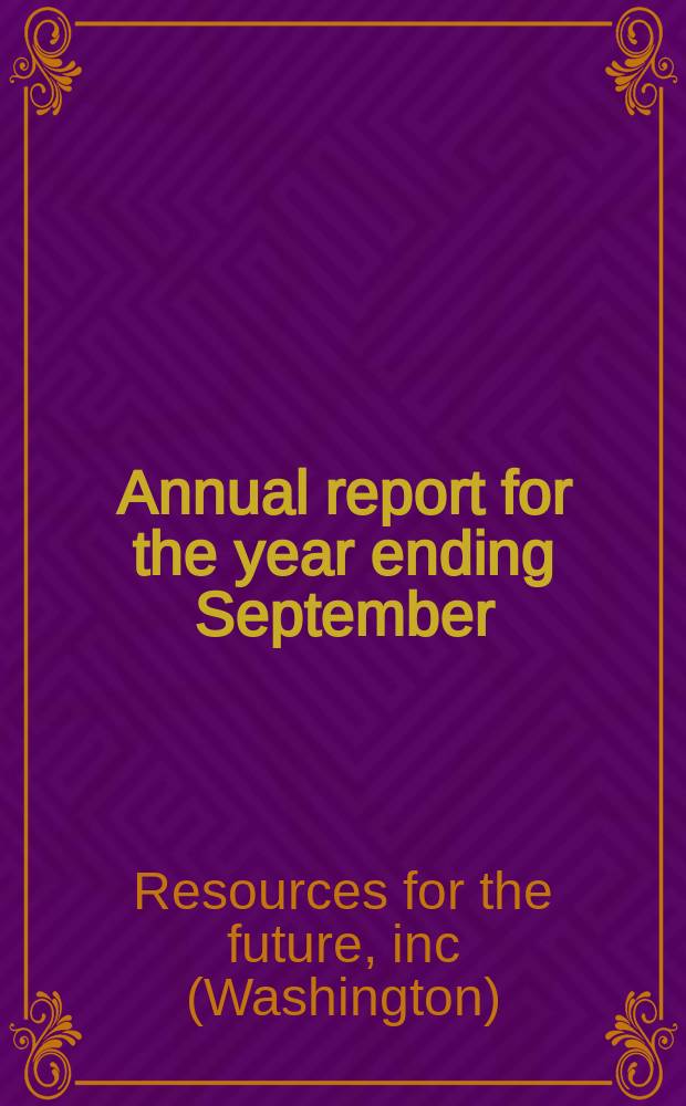 Annual report for the year ending September