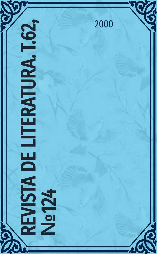 Revista de literatura. T.62, №124