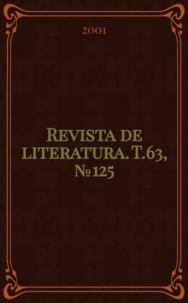 Revista de literatura. T.63, №125