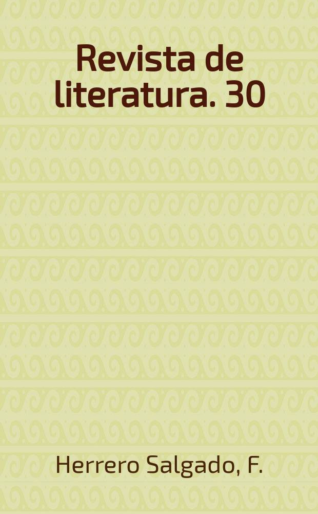 Revista de literatura. 30 : Aportaci&oacute;n bibliografica a la oratoria