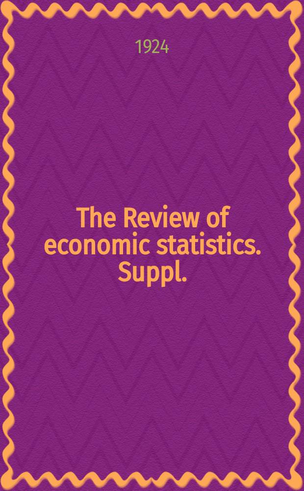 The Review of economic statistics. Suppl.
