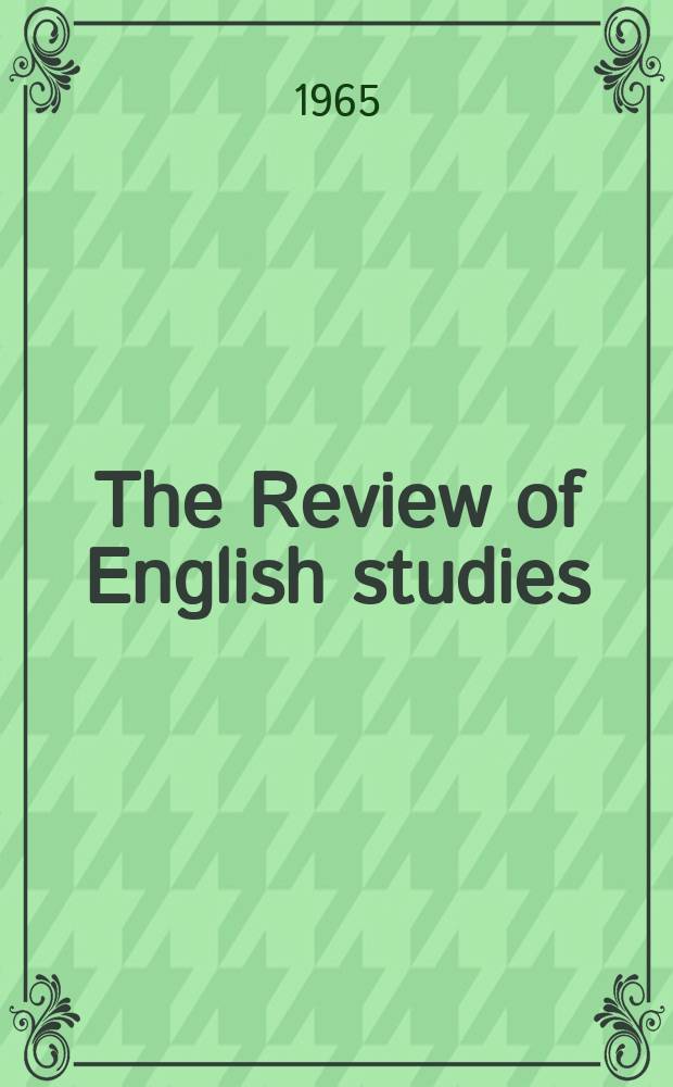 The Review of English studies : A quarterly j of Engl. lit & the Engl. lang. Vol.16, Указатель