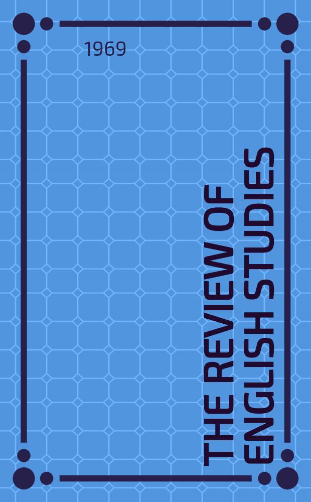 The Review of English studies : A quarterly j of Engl. lit & the Engl. lang. Vol.20, №77