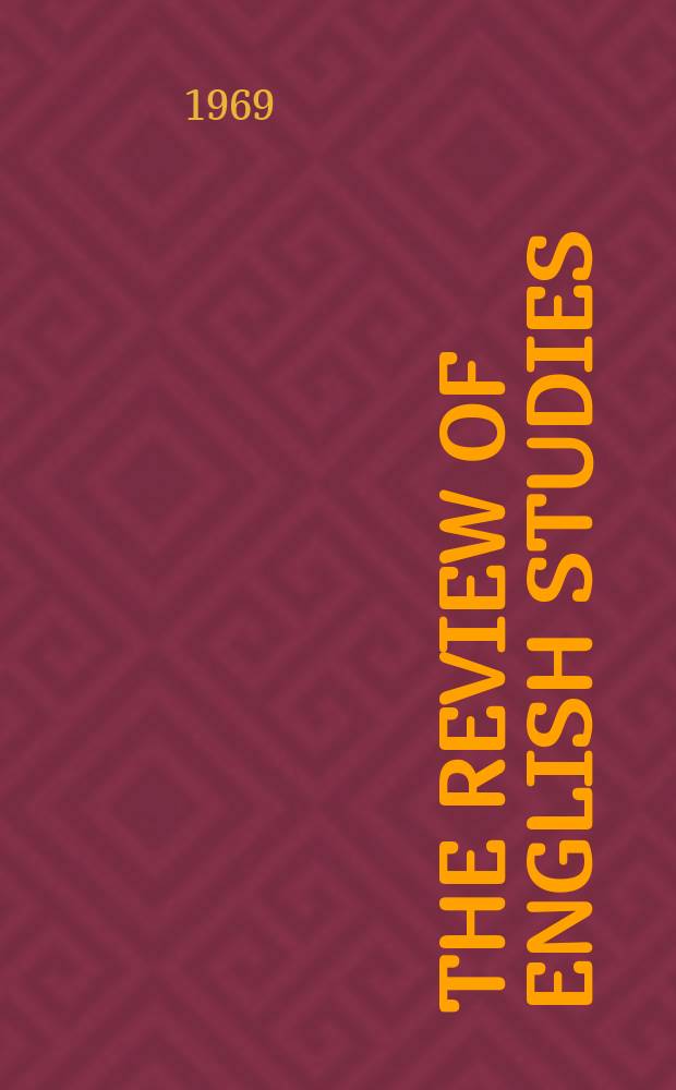 The Review of English studies : A quarterly j of Engl. lit & the Engl. lang. Vol.20, №79