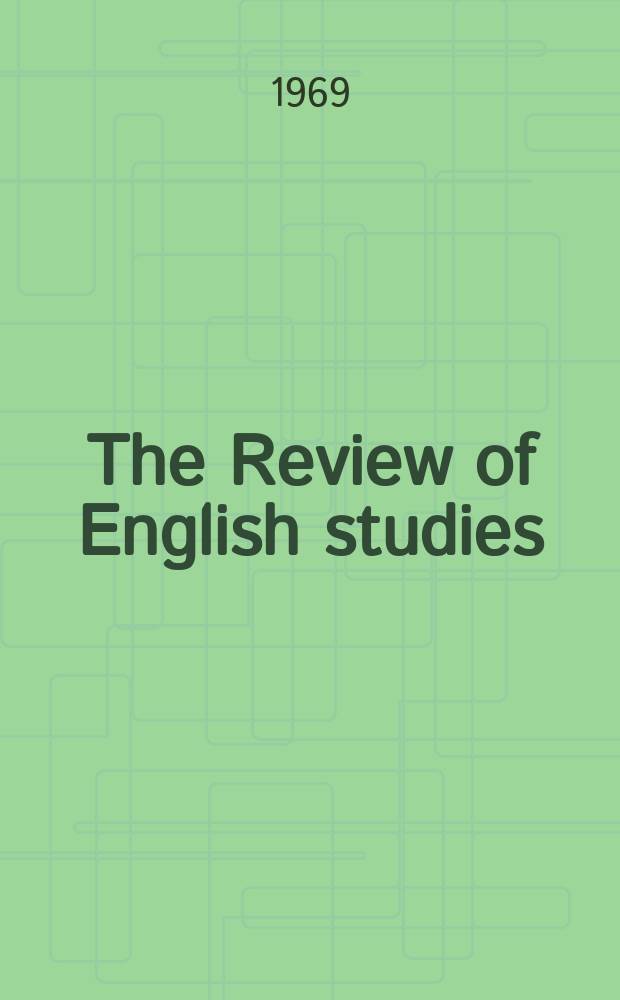The Review of English studies : A quarterly j of Engl. lit & the Engl. lang. Vol.20, №80