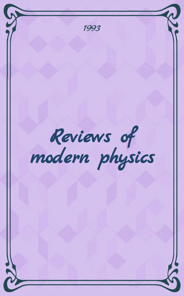 Reviews of modern physics : Publ. for the American physical society by the American institute of physics. Vol.65, №3(Pt.2) : Pattern formation outside of equilibrium