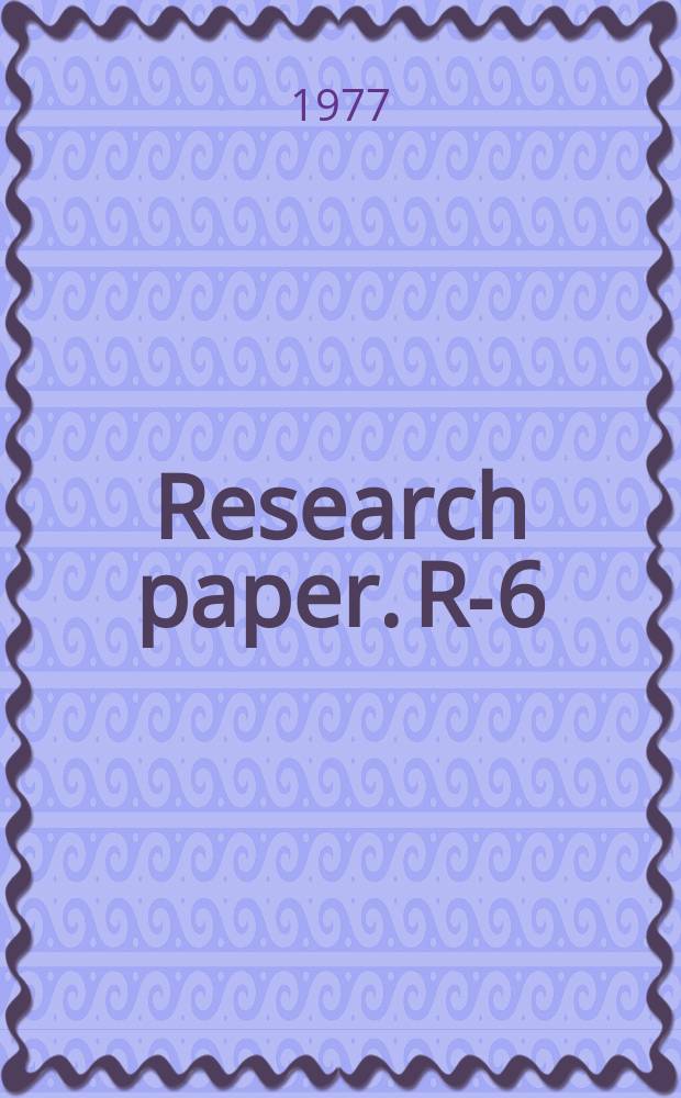 Research paper. R-6 : The world food situation