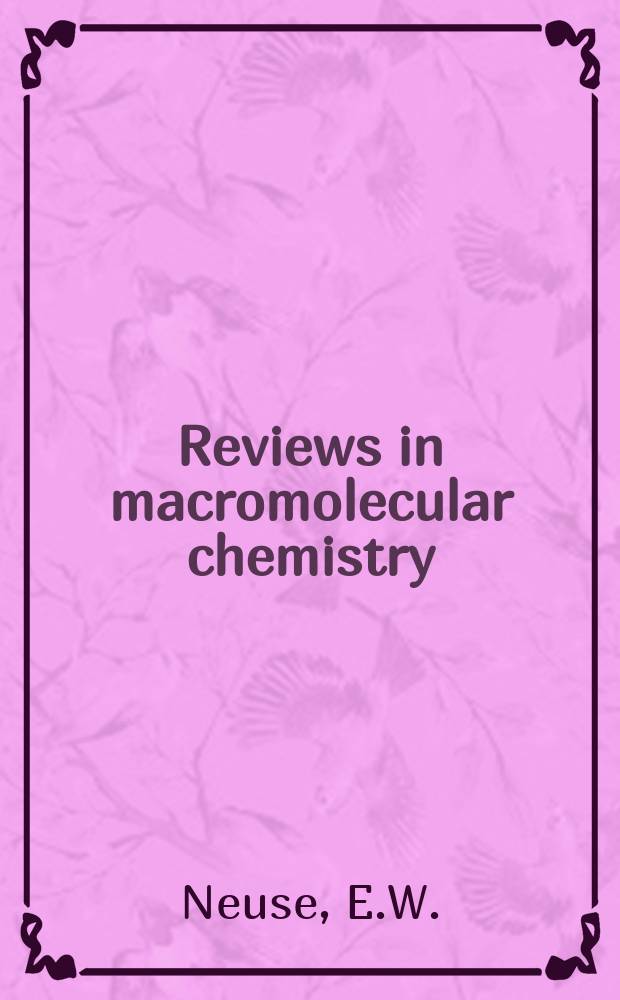 Reviews in macromolecular chemistry : [Book ed.]. Vol.5, P.1 : Metallocene polymers