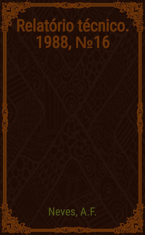 Relatório técnico. 1988, №16 : A Hopf bifurcation ...