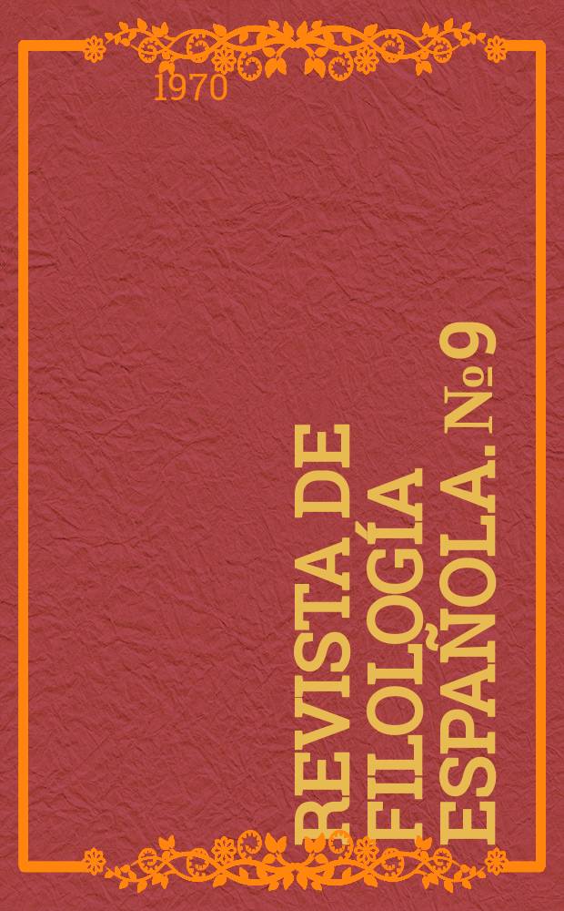 Revista de filología española. №9 : Introducción al latín vulgar