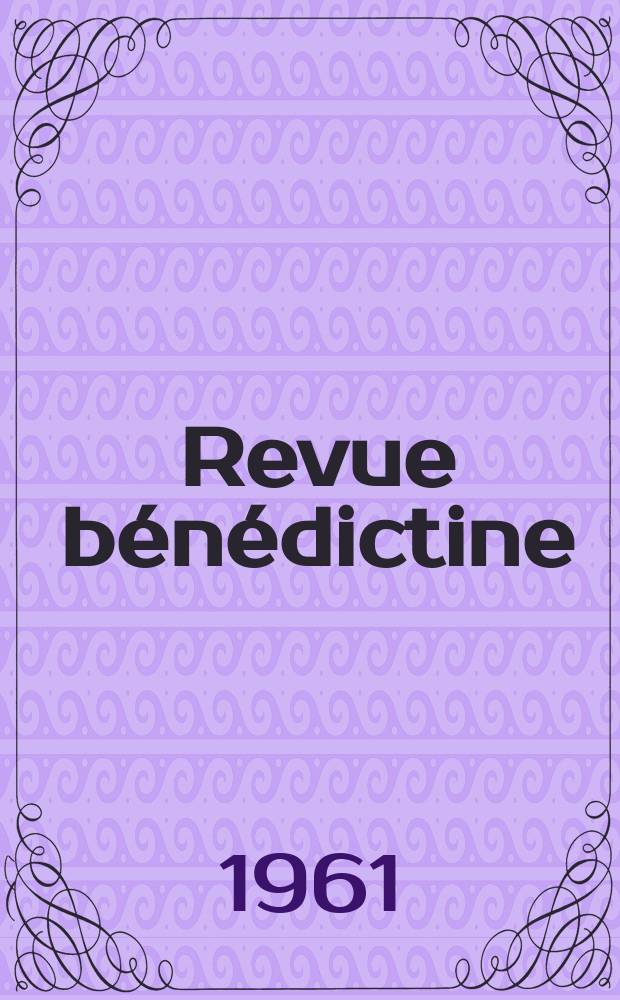 Revue bénédictine