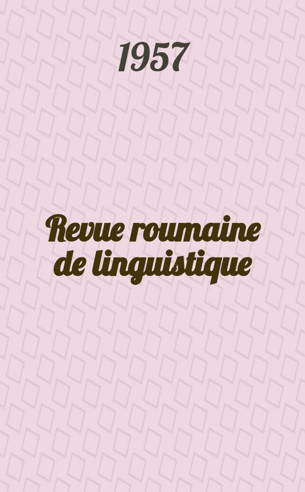Revue roumaine de linguistique