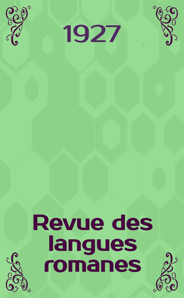 Revue des langues romanes