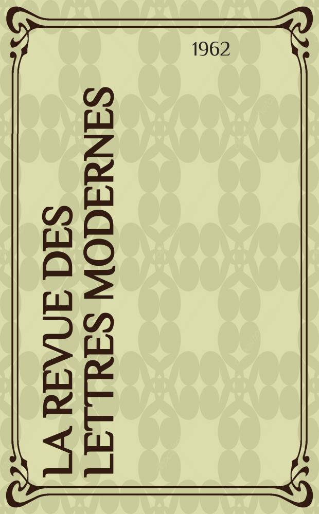 La Revue des lettres modernes : Histoire des idées et des littératures. L'entente cordiale au théâtre