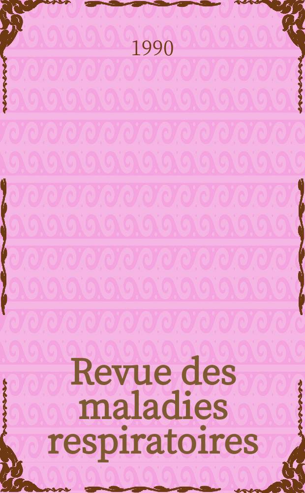 Revue des maladies respiratoires : Organe offic. de la Soc. de pneumologie de langue fr. T.7, №5 : Syndrome d'apnées du sommeil et pathologie respiratoire au cours du sommeil