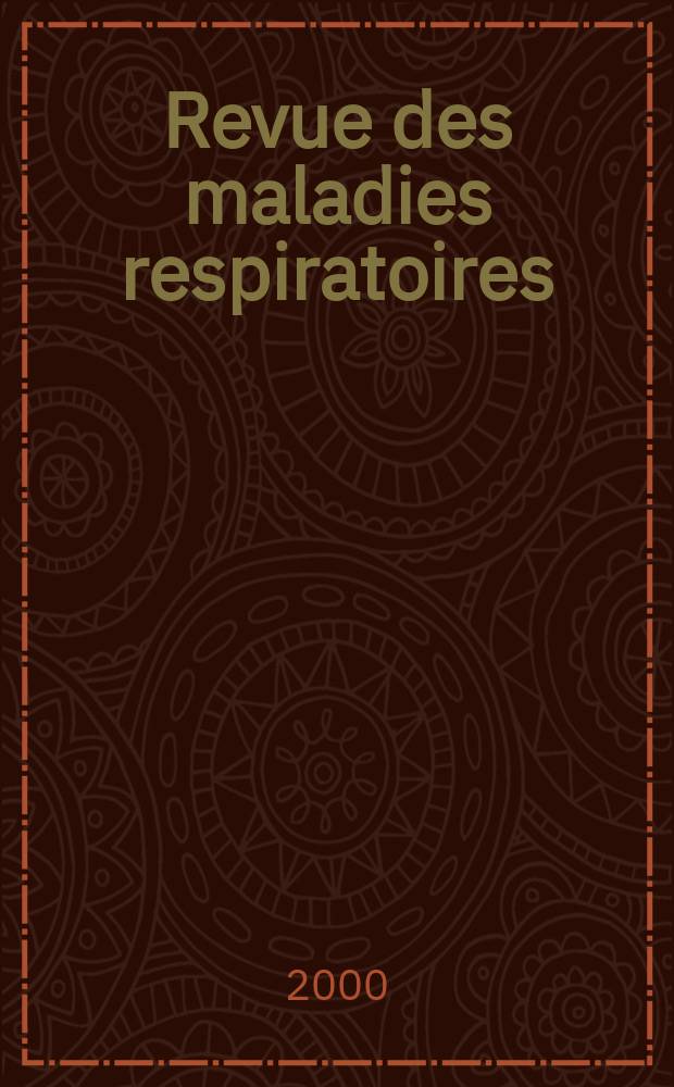 Revue des maladies respiratoires : Organe offic. de la Soc. de pneumologie de langue fr. Vol.17, №1bis. : Allergies respiratoires