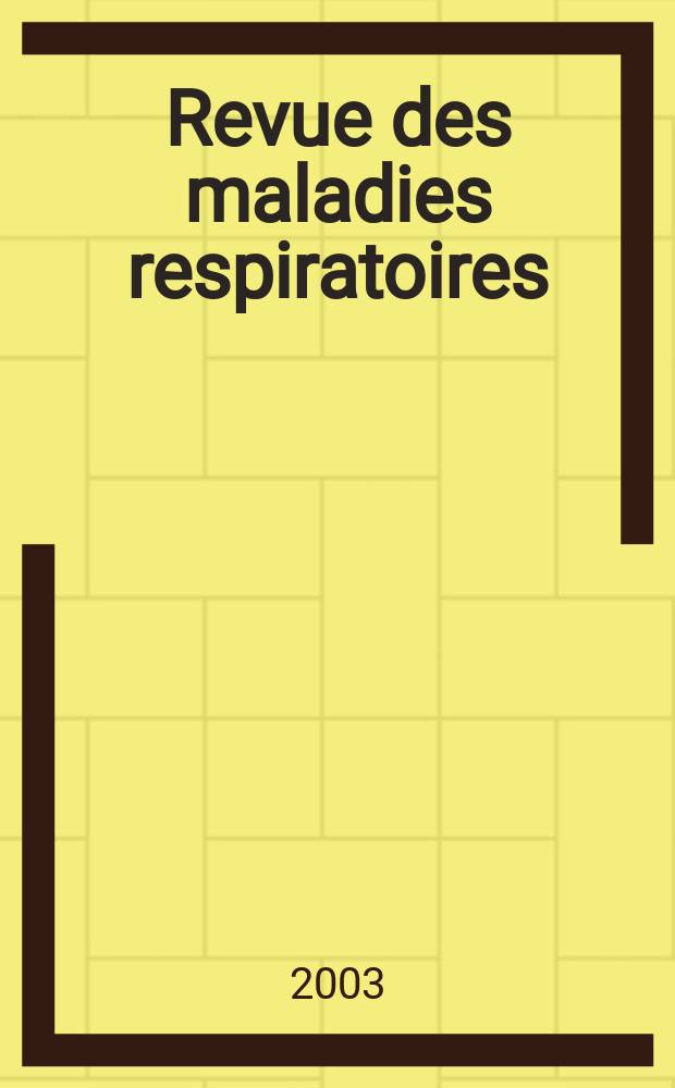 Revue des maladies respiratoires : Organe offic. de la Soc. de pneumologie de langue fr. Vol.20, №1, cah. 2 : Objectifs d'enseignement de pneumologie