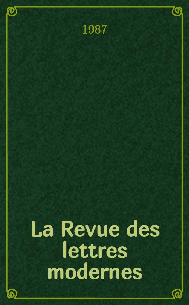 La Revue des lettres modernes : Histoire des idées et des littératures. Barhey d'Aurevilly
