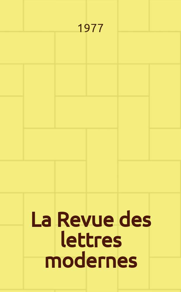 La Revue des lettres modernes : Histoire des idées et des littératures. Albert Camus