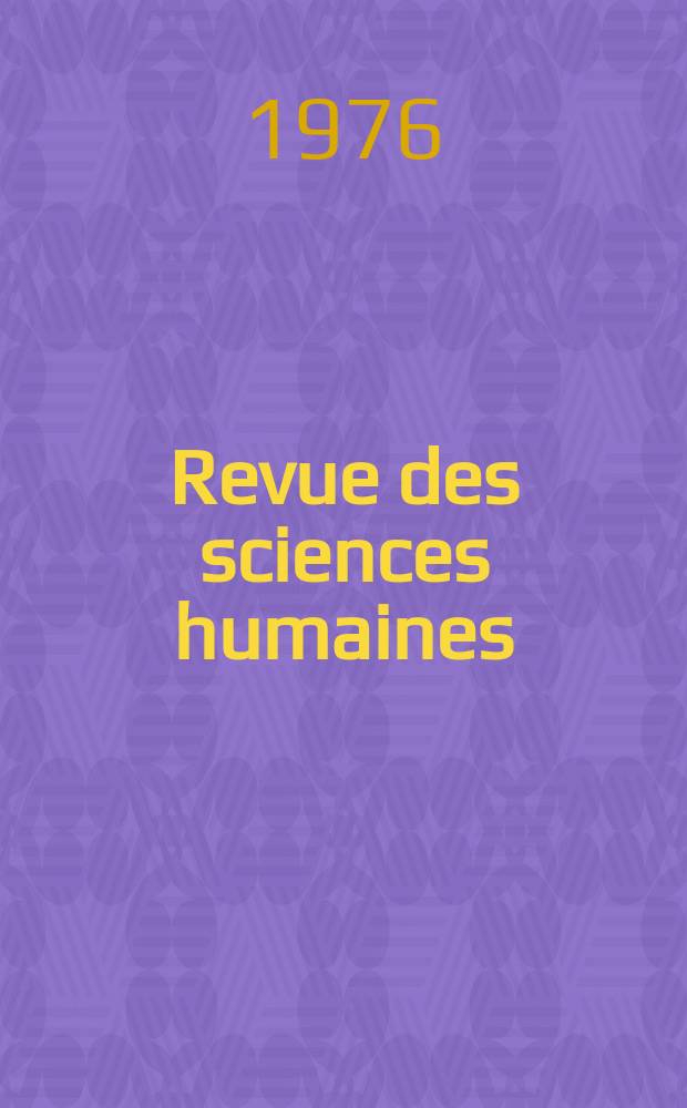 Revue des sciences humaines